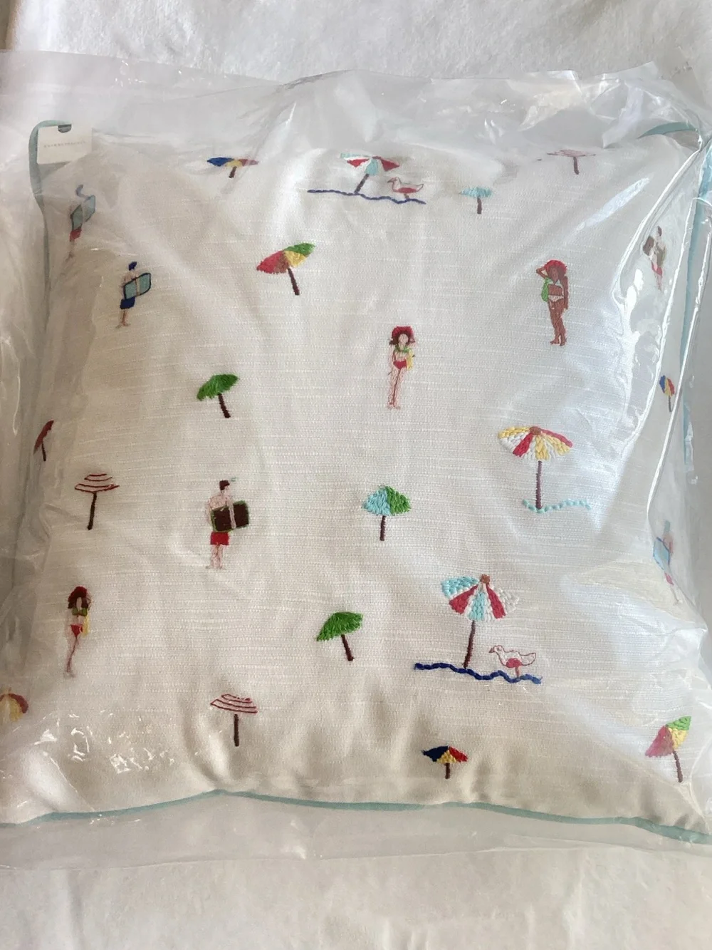 Anthropologie Embroidered Pillow Alma Cotton Beach New